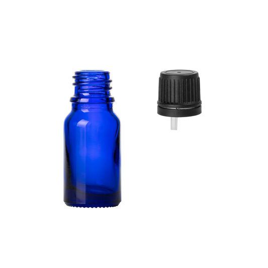 10ml Cobalt Blue Euro Round + 18-415 Tamper-Evident Orifice Reducer Caps (256 Sets per Case)