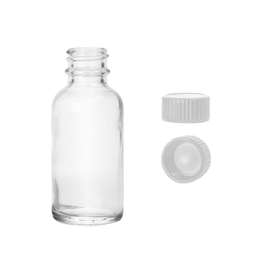 1oz Boston Round Flint + 20-400 White Standard Screw-Cap -- (720 Sets per Case)