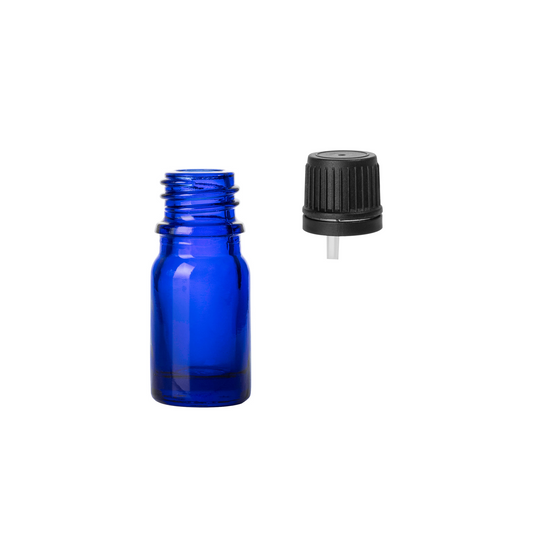 5ml Cobalt Blue Euro Round + 18-415 Tamper-Evident Orifice Reducer Caps (255 Sets per Case)