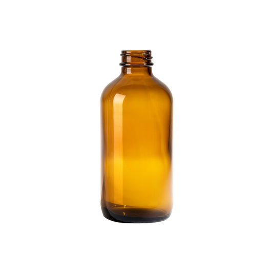 8oz Glass Amber/Brown Boston Round  (96 Bottles per Case) - Cosmetic Pack