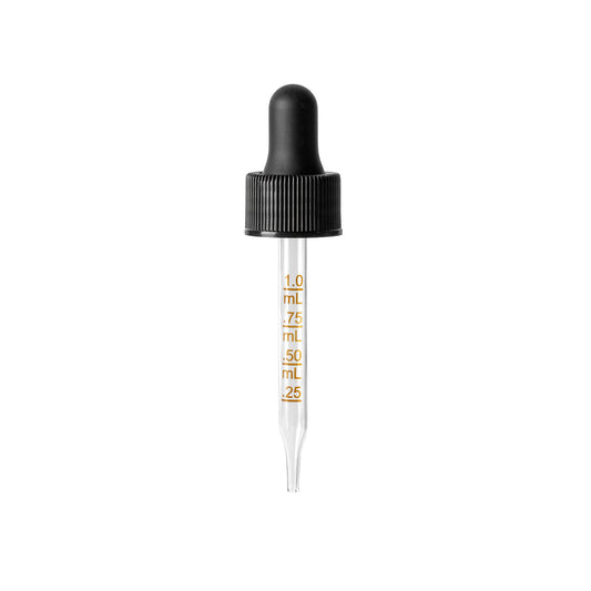 20-400 Black Graduated Dropper Assembly for 2oz Boston Round (480 Pieces) - Cosmetic Pack